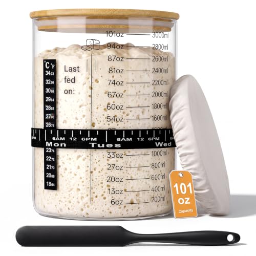 Sourdough Starter Jar Set with Accessories - 101oz Capacity for Home Baking