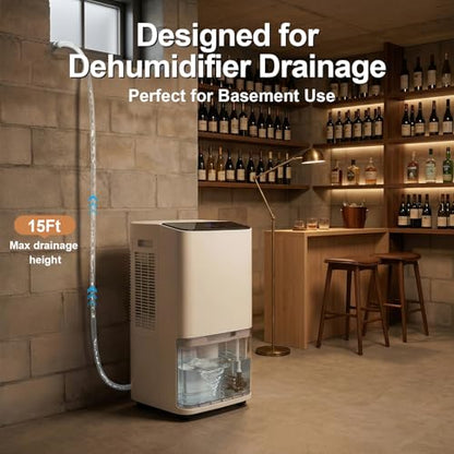 Vertical Submersible Drain Pump for Dehumidifiers 15FT Lift 100FT Distance Waterproof