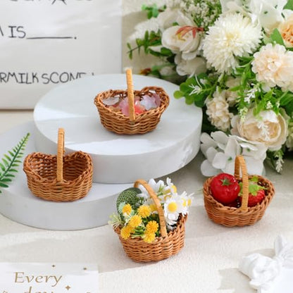 Mini Rattan Basket with Handle – Woven Decor for Crafts & Events