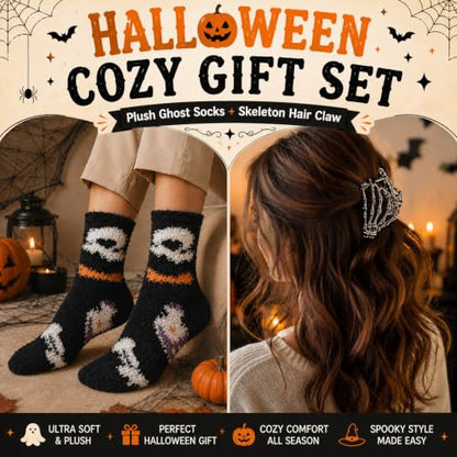 Halloween Gift Basket for Women with Blanket, Socks, Candle & Accessories