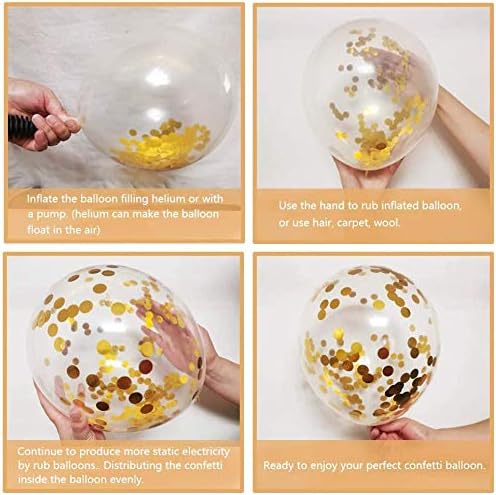 Zesliwy Black & Gold Confetti Balloons - 50 Pack Metallic Latex for Birthday & Graduation Celebrations