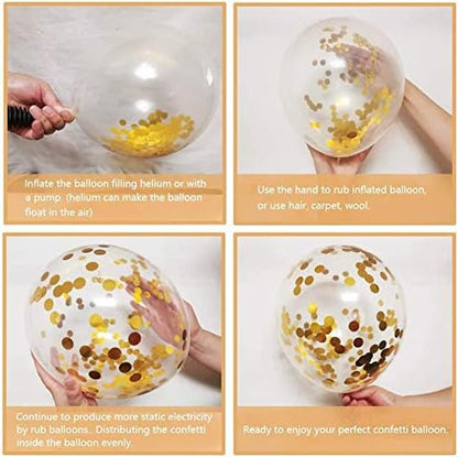 Zesliwy Black & Gold Confetti Balloons - 50 Pack Metallic Latex for Birthday & Graduation Celebrations
