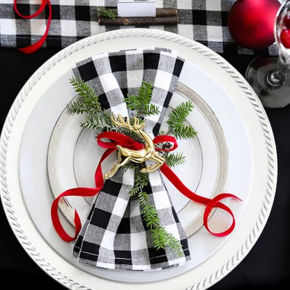 Gold Reindeer Napkin Rings Set of 6 Christmas Table Decorations - Variation of 6 / Gold Deer