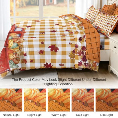 Halloween Orange King Comforter Set - All Season Fall Bedding 7 Piece