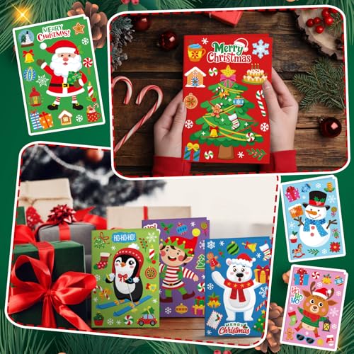 Christmas Card Making Kits with Envelopes - 48 Set Xmas Craft Supplies - Variation of Xmas