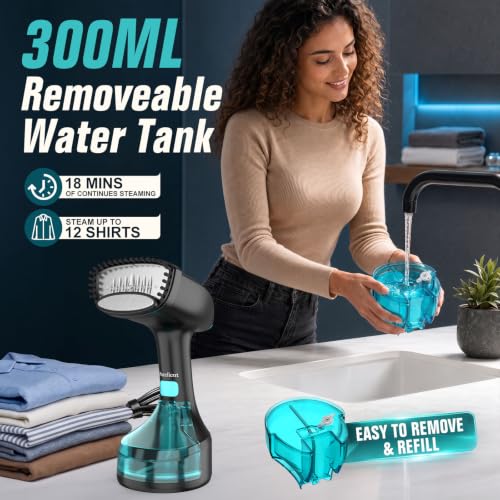 Portable 1900W Clothes Steamer with 3 Steam Modes & Fabric Brush - Fast Wrinkle Remover