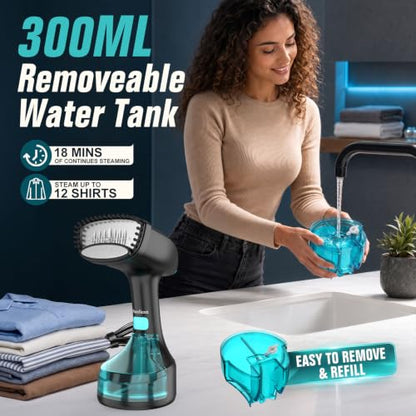 Portable 1900W Clothes Steamer with 3 Steam Modes & Fabric Brush - Fast Wrinkle Remover