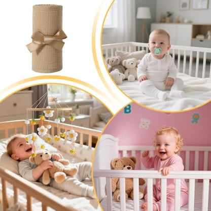 Baby Crib Rail Guard Cover, Adjustable Cotton Gauze Bed Edge Protector - White