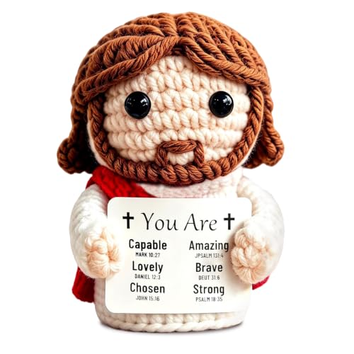 Positive Crochet Jesus Plush Doll Religious Gift for Women & Faith