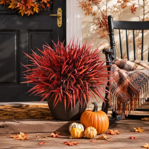 Fall Red Artificial Plants Outdoor Faux Greenery 12Pcs UV Resistant Bushes