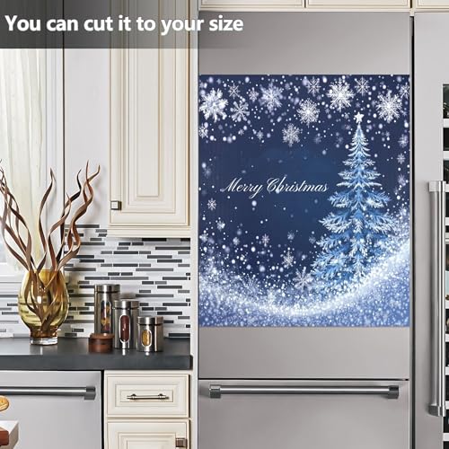 Christmas Blue Dishwasher Magnetic Cover - Snowflake Winter Snow Xmas Kitchen Decor