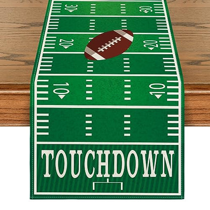 American Football Court Table Runner - Green 13 x 72 Inch for Sports & Party Decor