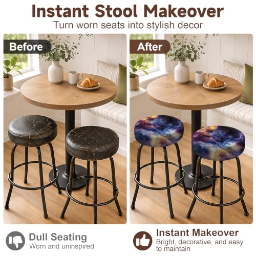 Nebula Sky 12-15in Stretch Washable Round Bar Stool Covers Set of 4