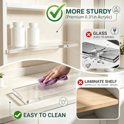 Acrylic Medicine Cabinet Shelves Set - Transparent 13.25 x 2.99 x 0.31 Inches, Pack of 4