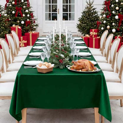 Dark Green Satin Tablecloth 58 x 102 Inch - 8 Pack Seamless Design - Variation of THIS listing
