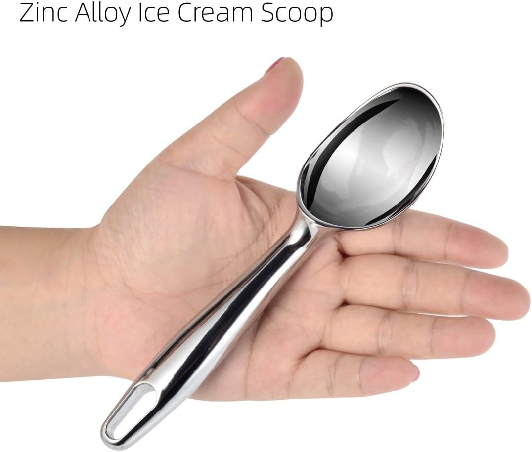 Zinc Alloy Ice Cream Scoop - Heavy-Duty One-Piece Design for Effortless Scooping & Comfort