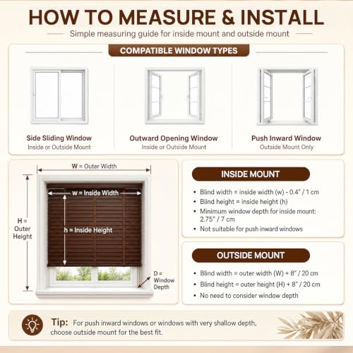 Custom Size Solid Wood Blinds for Indoor Windows - Black-5310