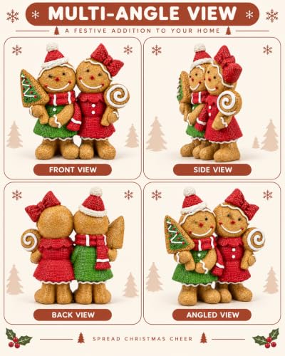 Christmas Gingerbread Couple Figurine - Indoor Resin Holiday Decoration