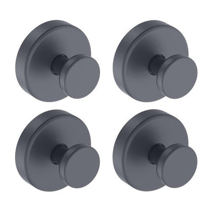 Bntuk Suction Cup Hooks for Shower, Removable Towel Hooks for Bathroom Window Glass Door Wall, Bath Robe Looafh Hook for Hanging - 4 Pack, Grey