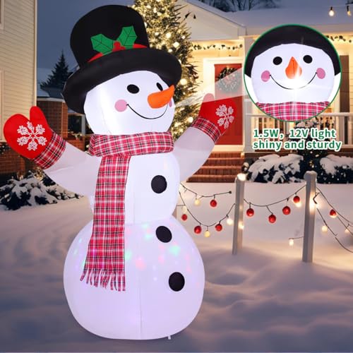8FT Christmas Inflatable Snowman with LED Lights for Outdoor Yard Decor