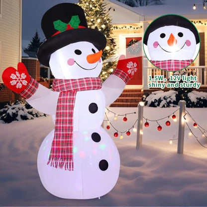 8FT Christmas Inflatable Snowman with LED Lights for Outdoor Yard Decor