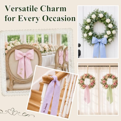Personalized Wreath Sash for Front Door - Custom Embroidered Ribbon Style 1