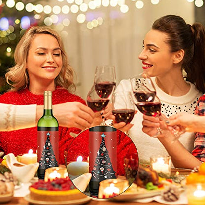 Christmas Wine Bottle Label Stickers - Cartoon Style, 54 Pack