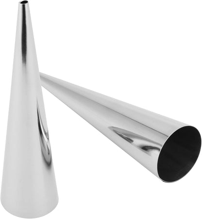 Skiennix 50 PCS Small Cream Horn Molds - 3.5 Inch Stainless Steel Pastry Cones with Cleaning Brush