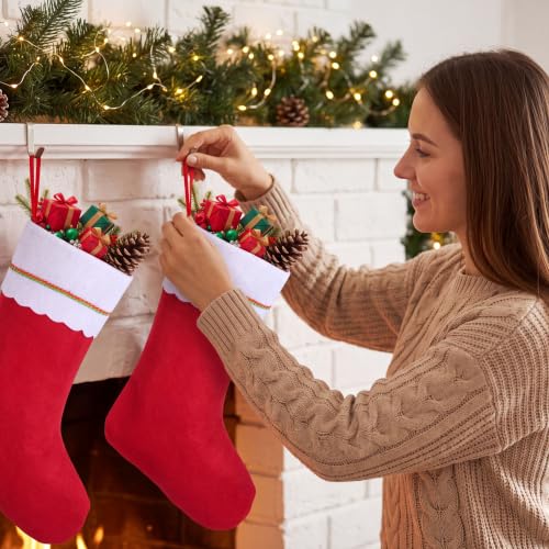 36 Pack Large Red Felt Christmas Stockings - 18 Inch Holiday Decor with White Cuff & Hanging Loop