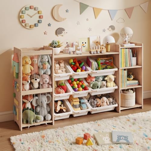 Kids Toy Storage Organizer & Bookshelf with Stuffed Animal Storage