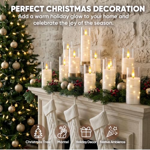 Raycare 18 Pcs Flameless Battery Operated Pillar Candles with Remote Timer - White
