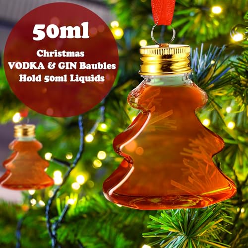 36 Pcs Clear Christmas Drink Bottle Ornaments 50ml Festive Decor