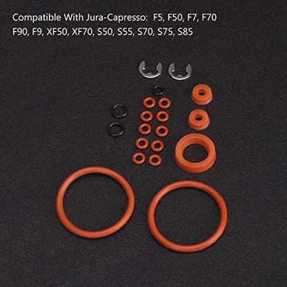 O-Ring Gasket Seal Set for Jura Capresso/Impressa Machines Brew Group & Drainage Valve O-Ring, Compatible with Most Jura C, E, ENA, F, J, S, Z, X, Cappuccino Maker Series Machines, with Lube