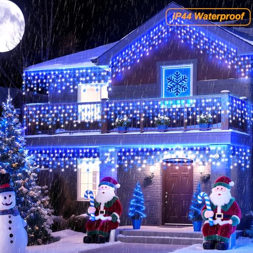 48 FT Colorful Icicle Christmas Lights - Outdoor Waterproof String Lights with Remote