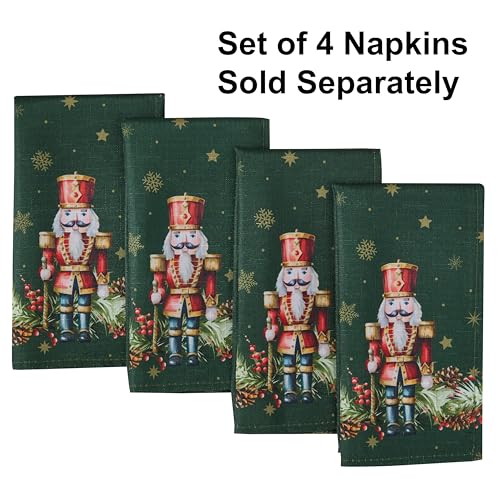 Christmas Nutcracker Fabric Napkins Set of 4 - Hunter Green Holiday Table Linens