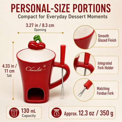 Mini Ceramic Chocolate Melting Mug Set - 2PCS with Vent and Handle - C-2PCS