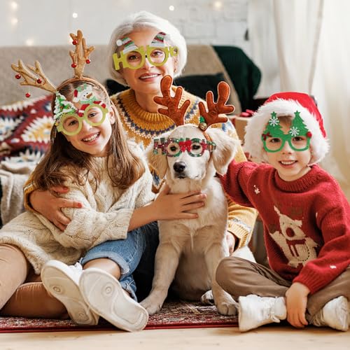 30Pcs Christmas Glitter Glasses Frames for Adults Holiday Party Accessory