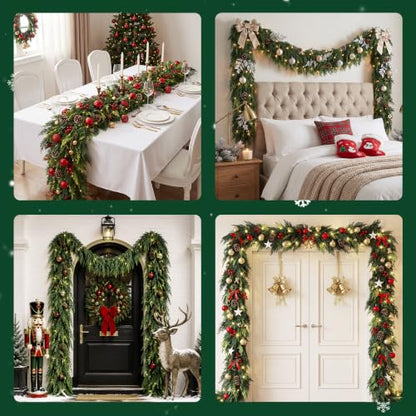 10FT Realistic Cedar Garland - Holiday Christmas Wreath & Decor - Variation of 1