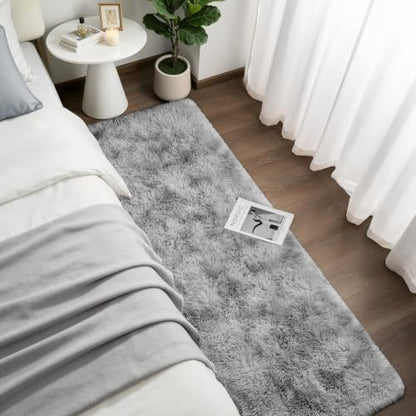 Grey Deerhoo 2x6 Runner Rug for Hallways and Bedroom - Soft Plush Fuzzy