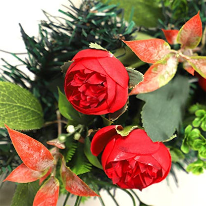 Flower Swag Door Wreath - Hydrangea & Red Bud Artificial Floral Garland