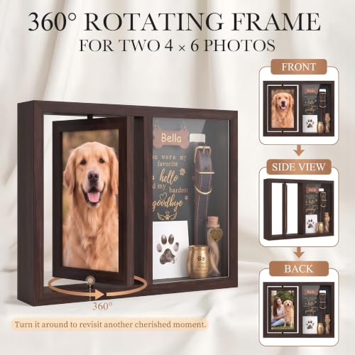 Brown Dog Memorial Shadow Box Gifts for Loss of Pet - Sympathy Keepsake