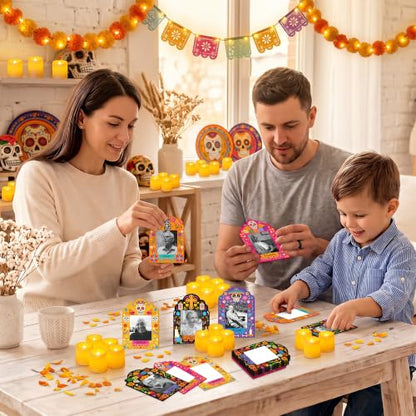 36Pcs Día de los Muertos Paper Photo Frames Decorations Set