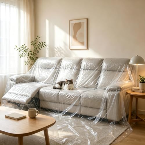 Clear Waterproof L-Shape Couch Cover - Large Sofa Protector for Indoor Furniture