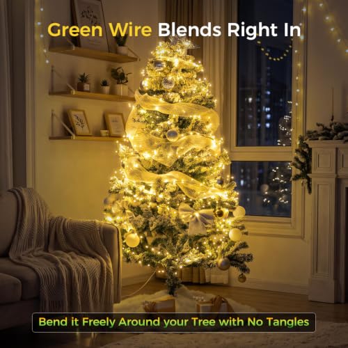 Firecracker Fairy Lights Plug in 20ft 200 LEDs Green Wire Waterproof 8 Modes Remote