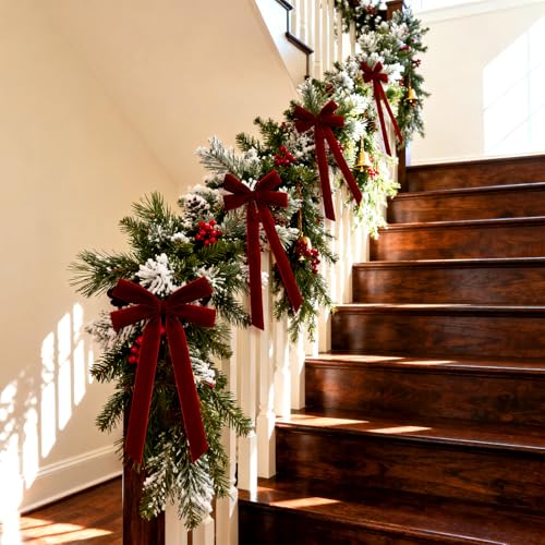 Burgundy Velvet Christmas Bow Set - 36 Pack, 5.1 x 10.2 Inches
