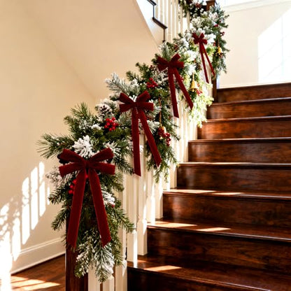 Burgundy Velvet Christmas Bow Set - 36 Pack, 5.1 x 10.2 Inches