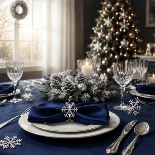 Christmas Snowflake Napkin Rings Set - Silver, 12 Pack