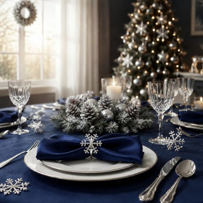 Christmas Snowflake Napkin Rings Set - Silver, 12 Pack