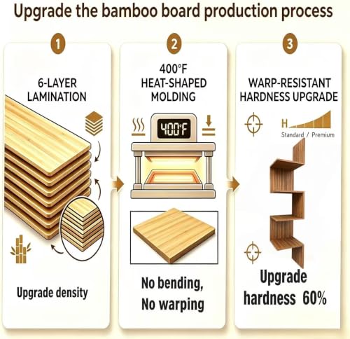 Premium Bamboo Corner Wall Shelf 4-Tier Floating Corner Shelving Unit
