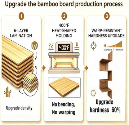Premium Bamboo Corner Wall Shelf 4-Tier Floating Corner Shelving Unit